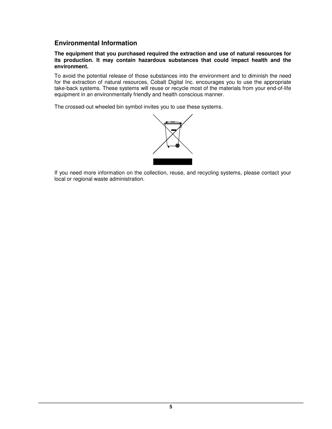 Cobalt Networks 9252 user manual Environmental Information 