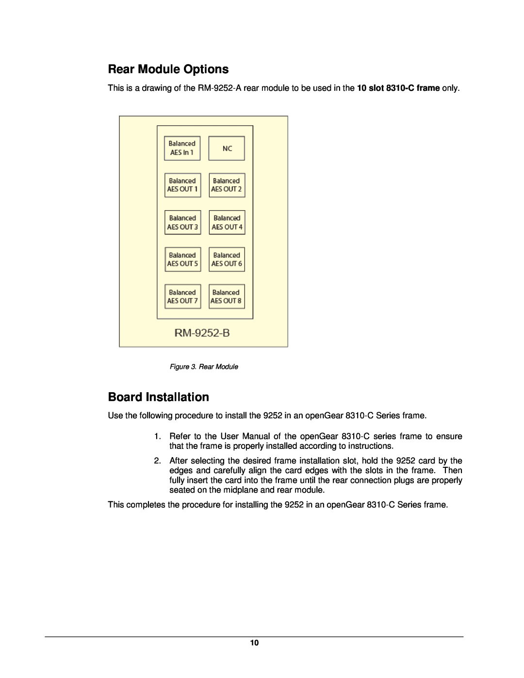 Cobalt Networks 9252 user manual Rear Module Options, Board Installation 