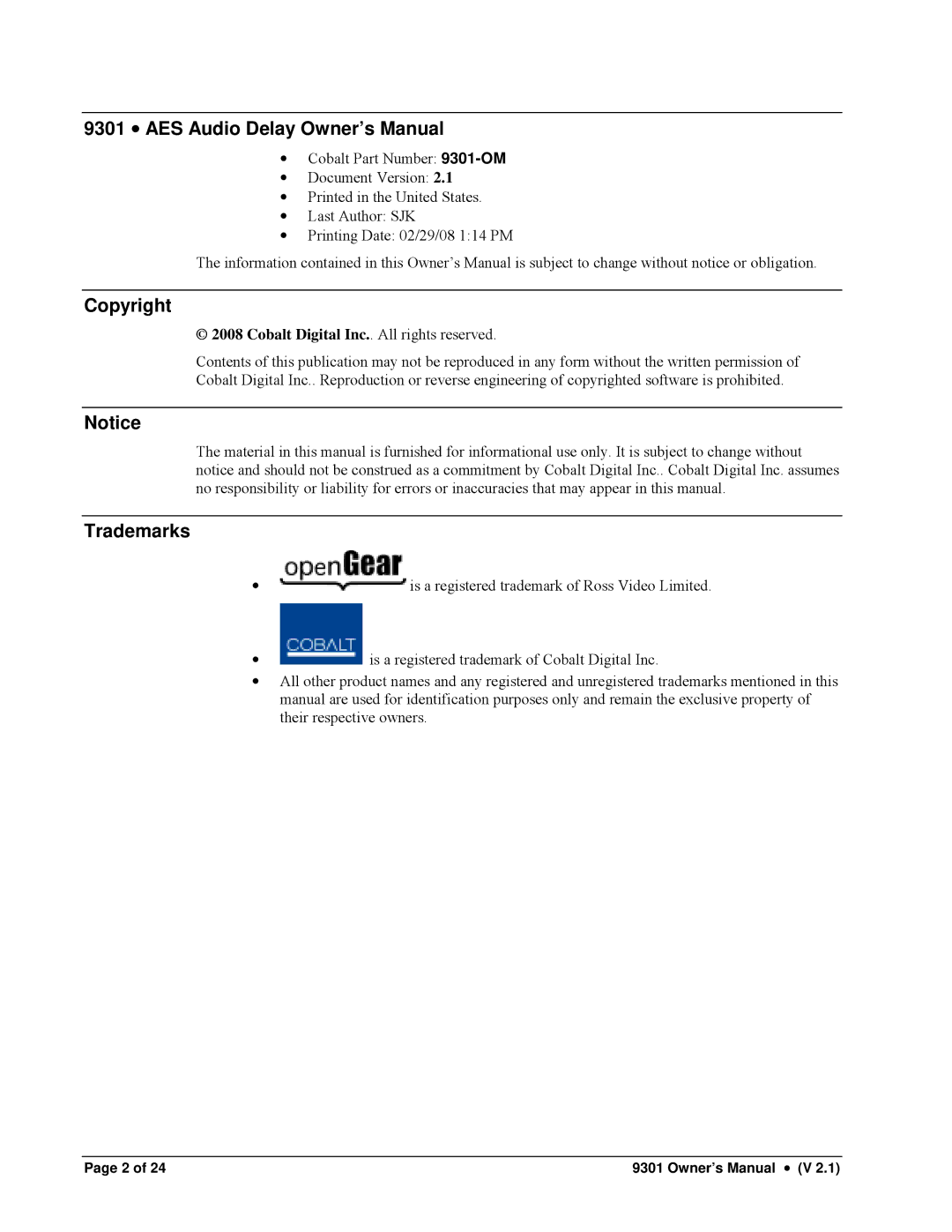 Cobalt Networks 9301 owner manual Copyright, Trademarks 