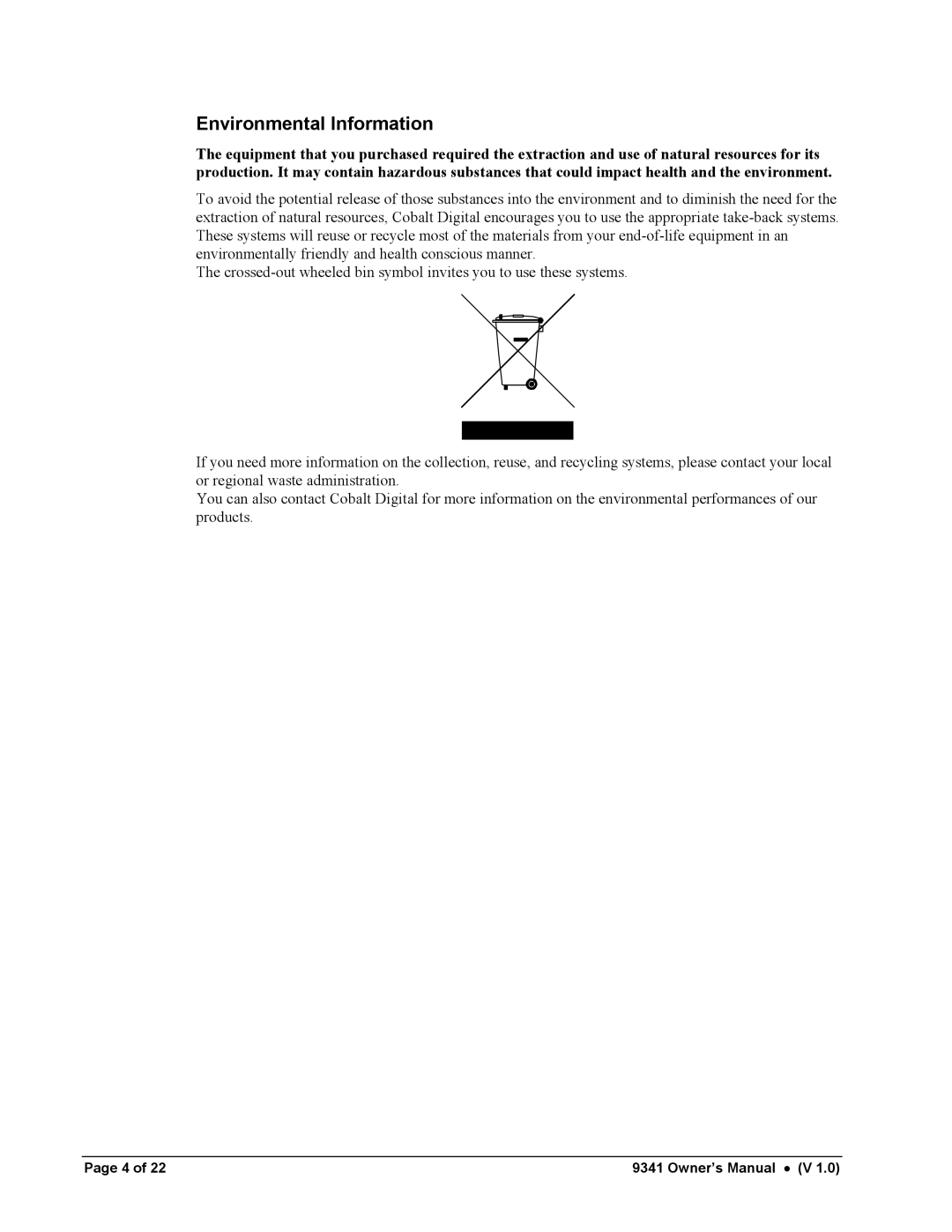 Cobalt Networks 9341 manual Environmental Information 