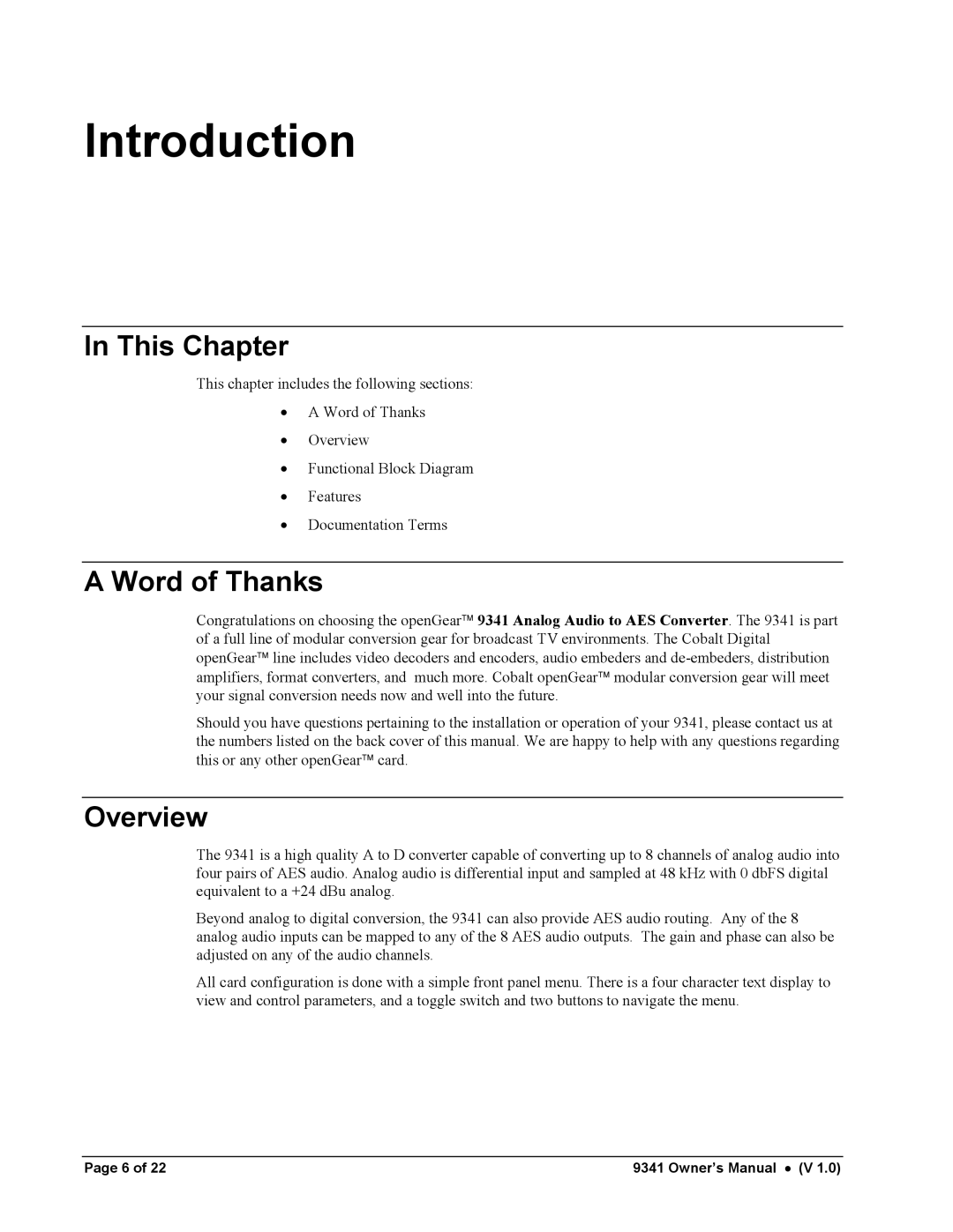 Cobalt Networks 9341 manual Introduction, This Chapter, Word of Thanks, Overview 