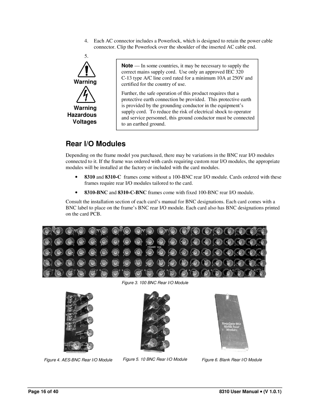 Cobalt Networks PS-8300 user manual Rear I/O Modules, BNC Rear I/O Module 