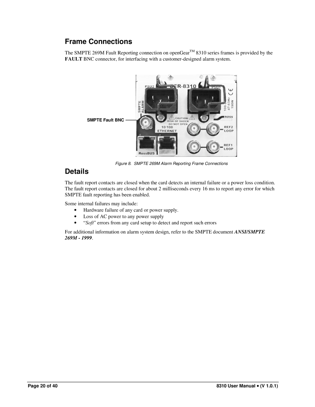 Cobalt Networks PS-8300 user manual Frame Connections, Details 