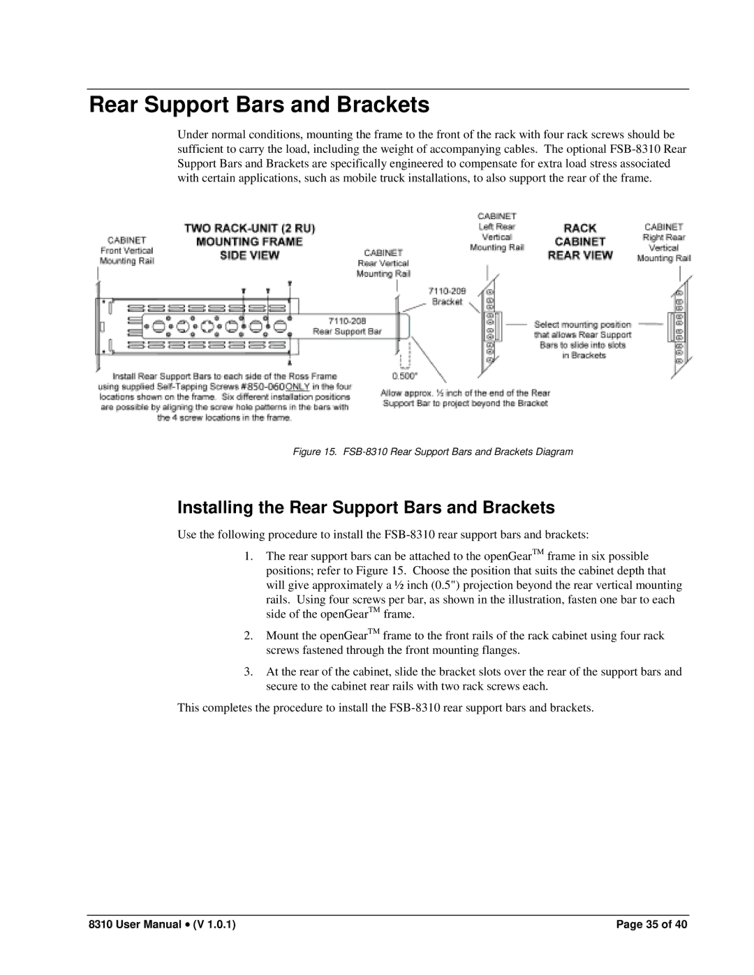 Cobalt Networks PS-8300 user manual Installing the Rear Support Bars and Brackets 