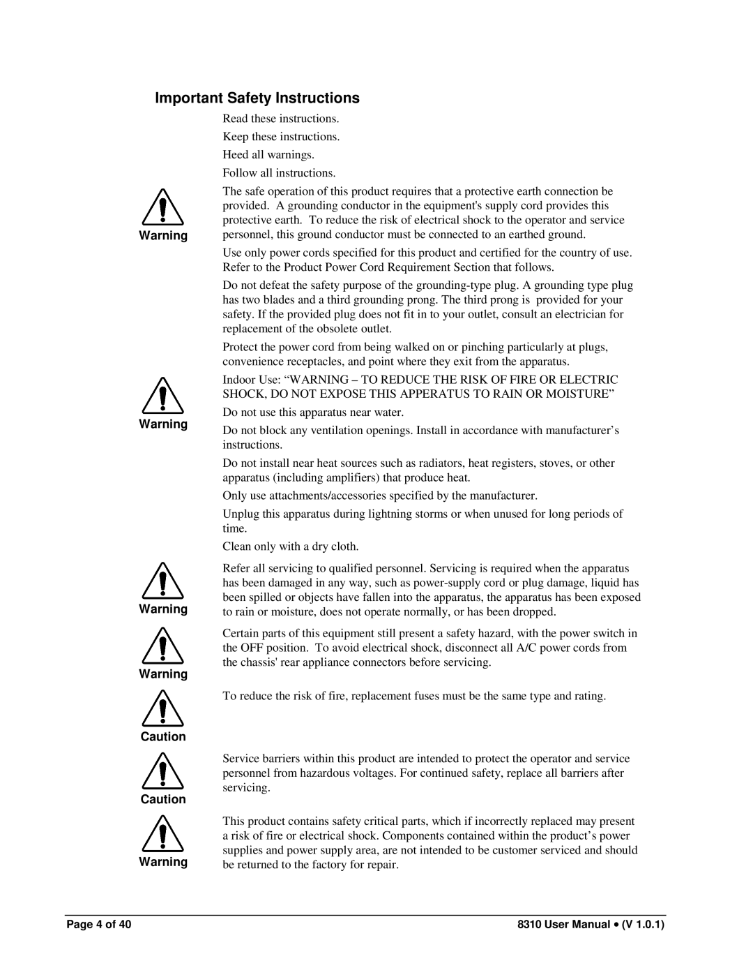 Cobalt Networks PS-8300 user manual Important Safety Instructions 