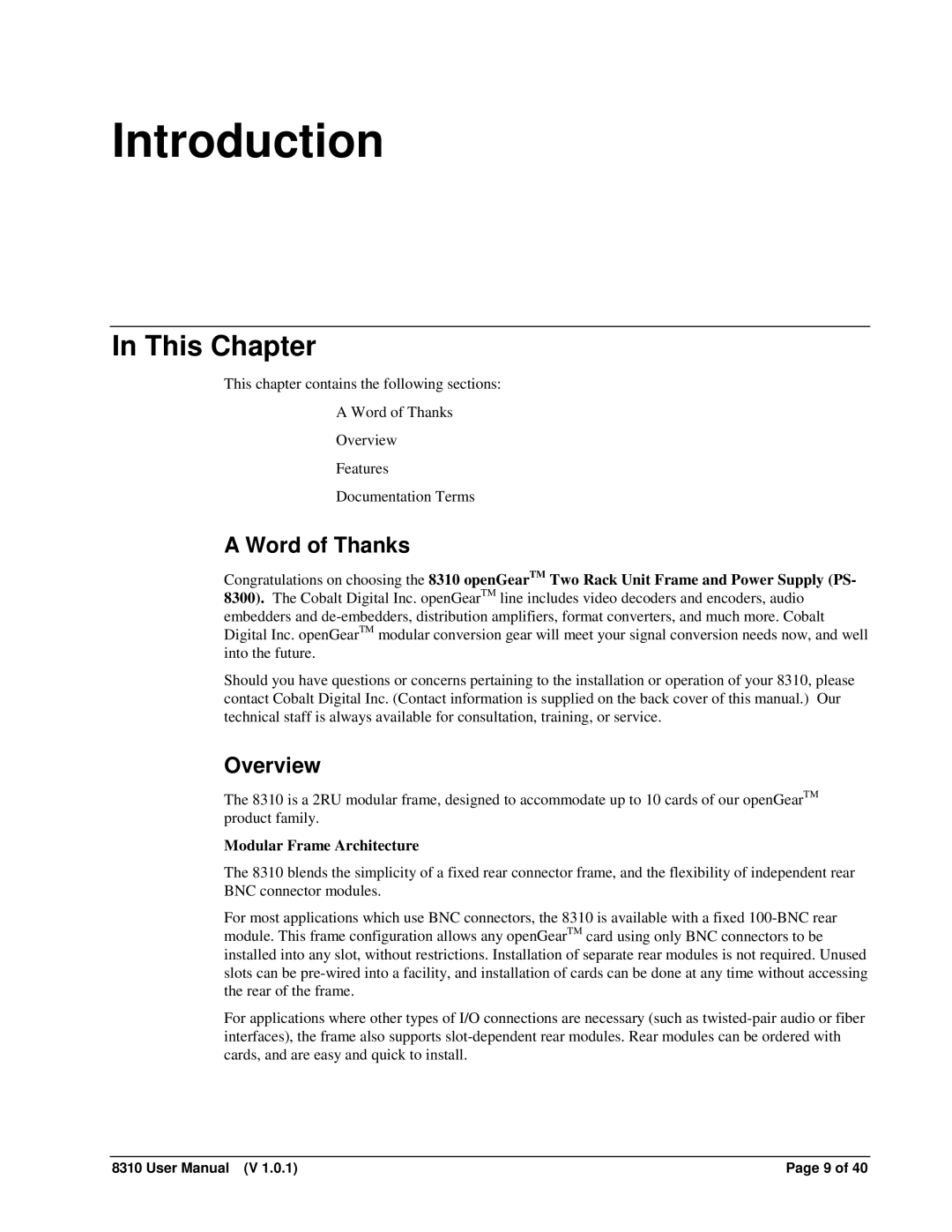 Cobalt Networks PS-8300 user manual Introduction, This Chapter, Word of Thanks, Overview 