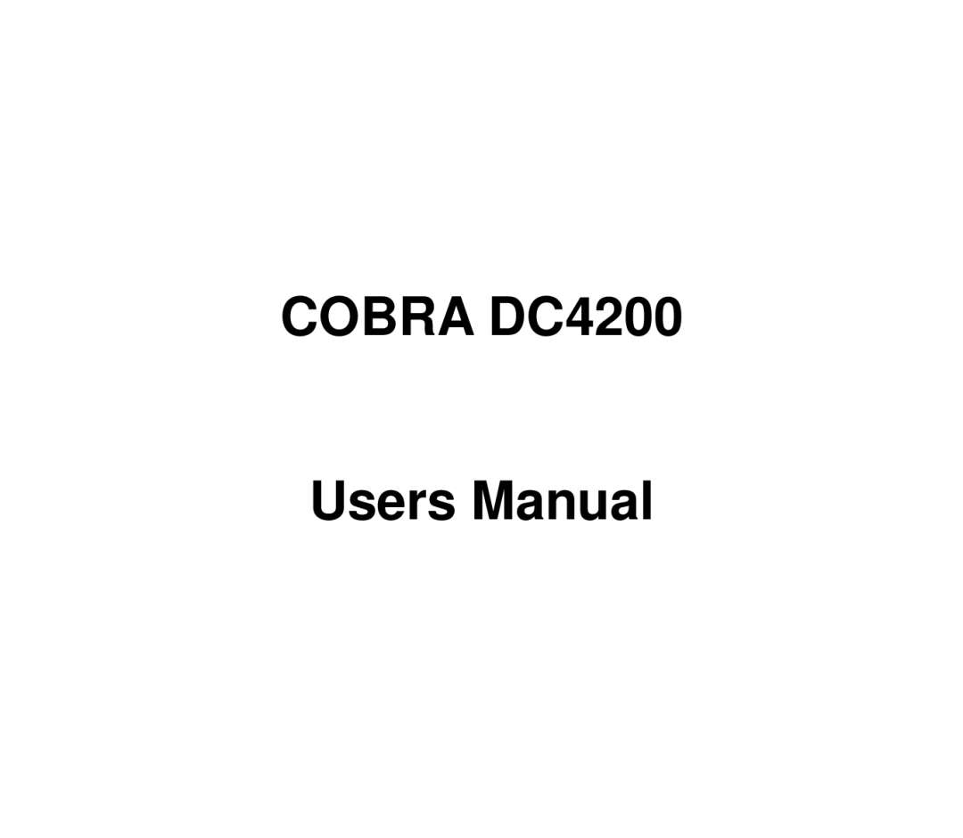 Cobra Digital user manual Cobra DC4200 