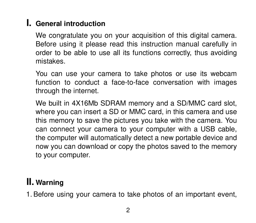 Cobra Digital DC4200 user manual II. Warning 