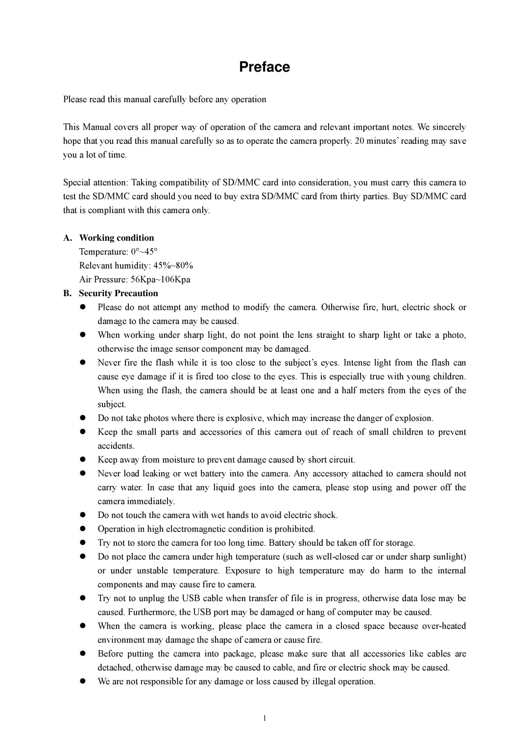 Cobra Digital DC4330 manual Preface, Security Precaution 