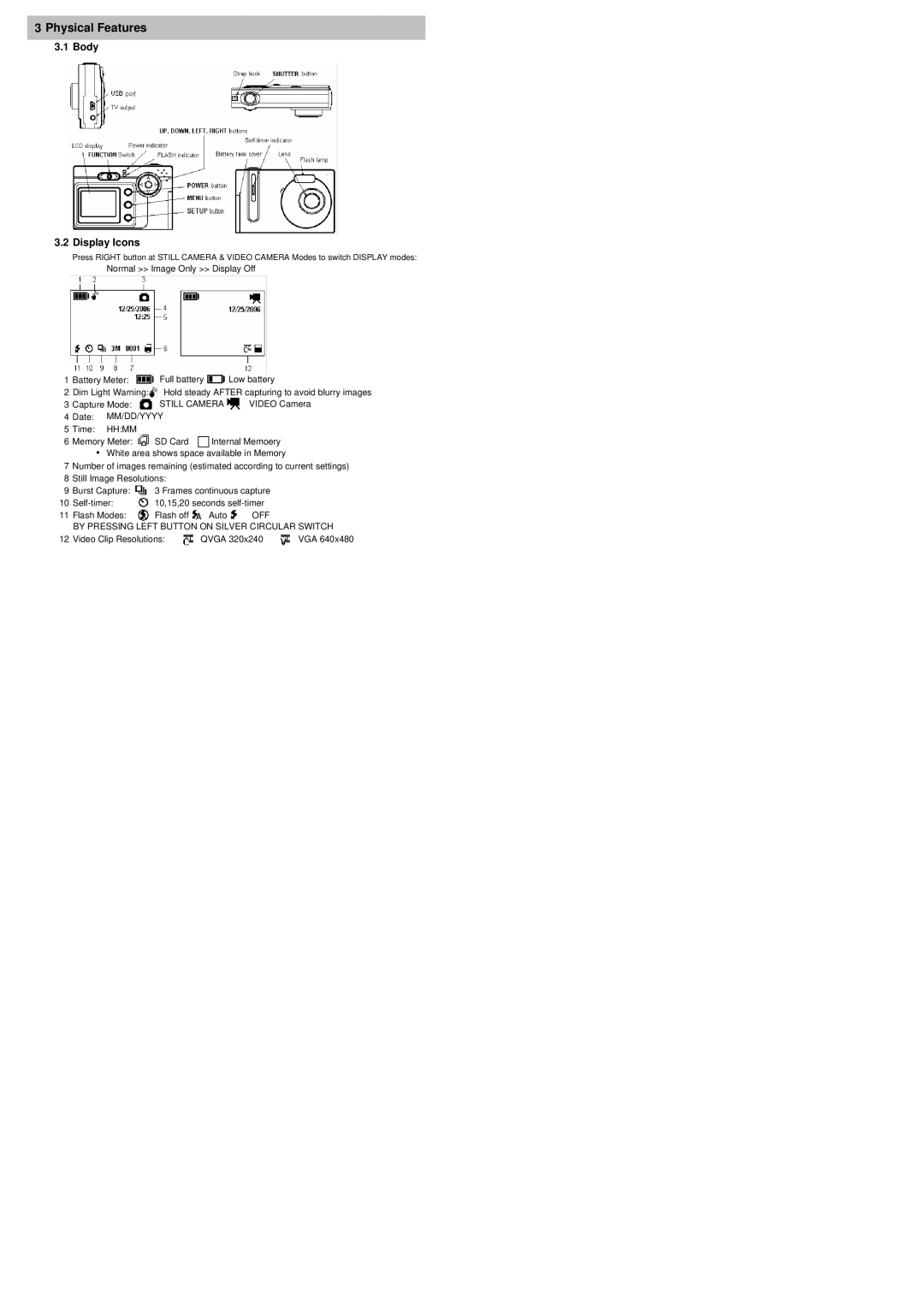 Cobra Digital DC5500 user manual Body Display Icons 