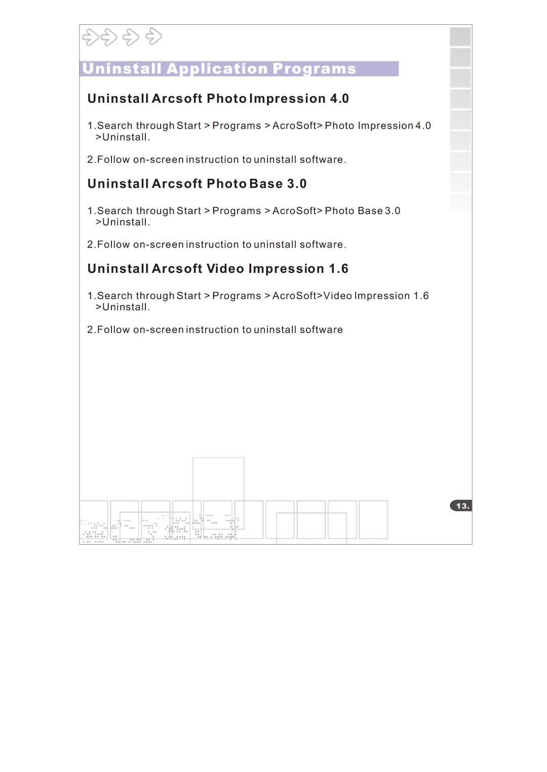 Cobra Digital DC6415 manual Uninstall Application Programs, Uninstall Arcsoft Photo Impression 