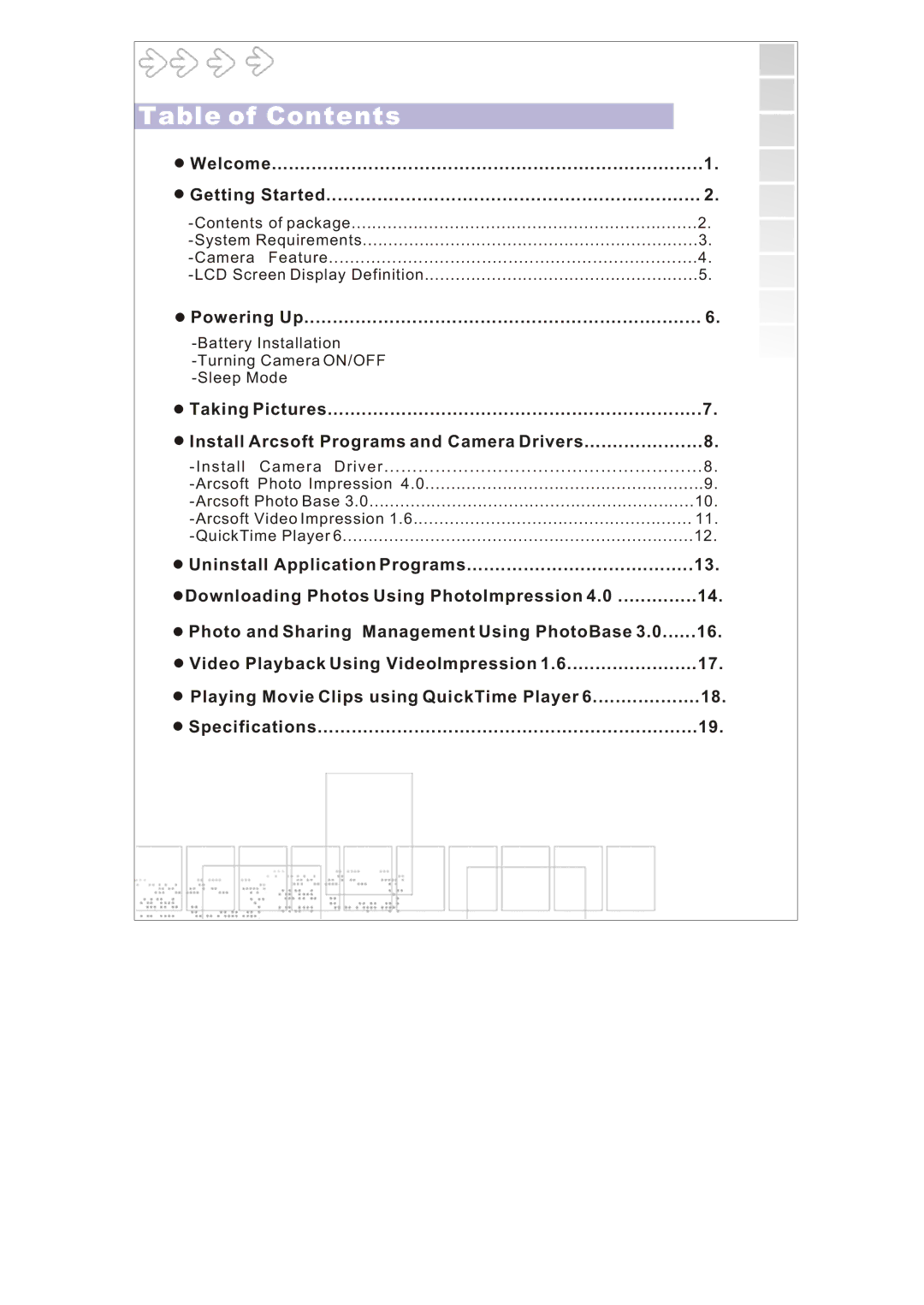 Cobra Digital DC6415 manual Table of Contents 