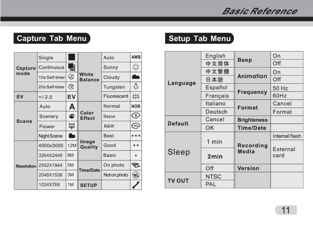 Cobra Digital DVC3300 manual Capture Tab Menu, Setup Tab Menu 