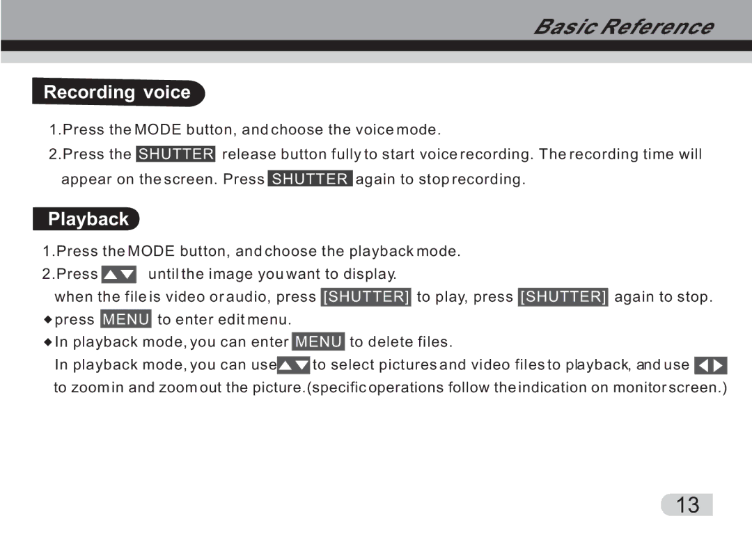 Cobra Digital DVC3300 manual Recording voice, Playback 