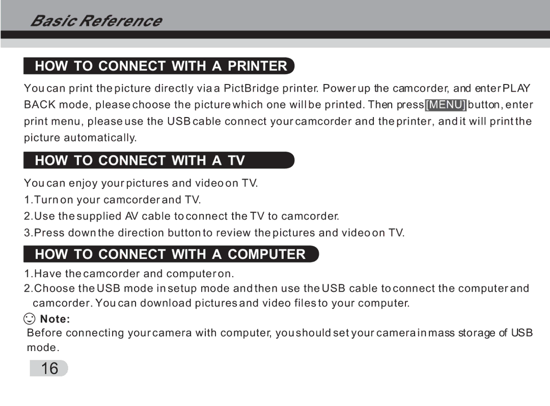 Cobra Digital DVC3300 manual HOW to Connect with a Printer 