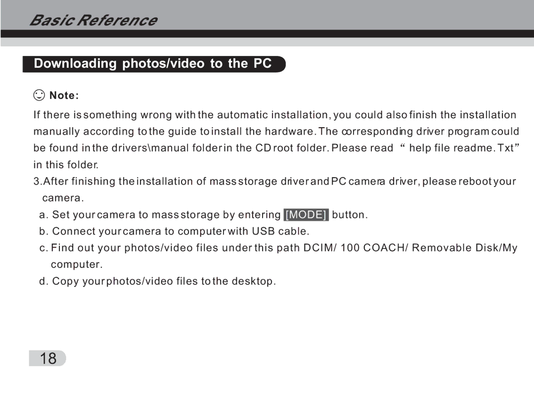 Cobra Digital DVC3300 manual Downloading photos/video to the PC 