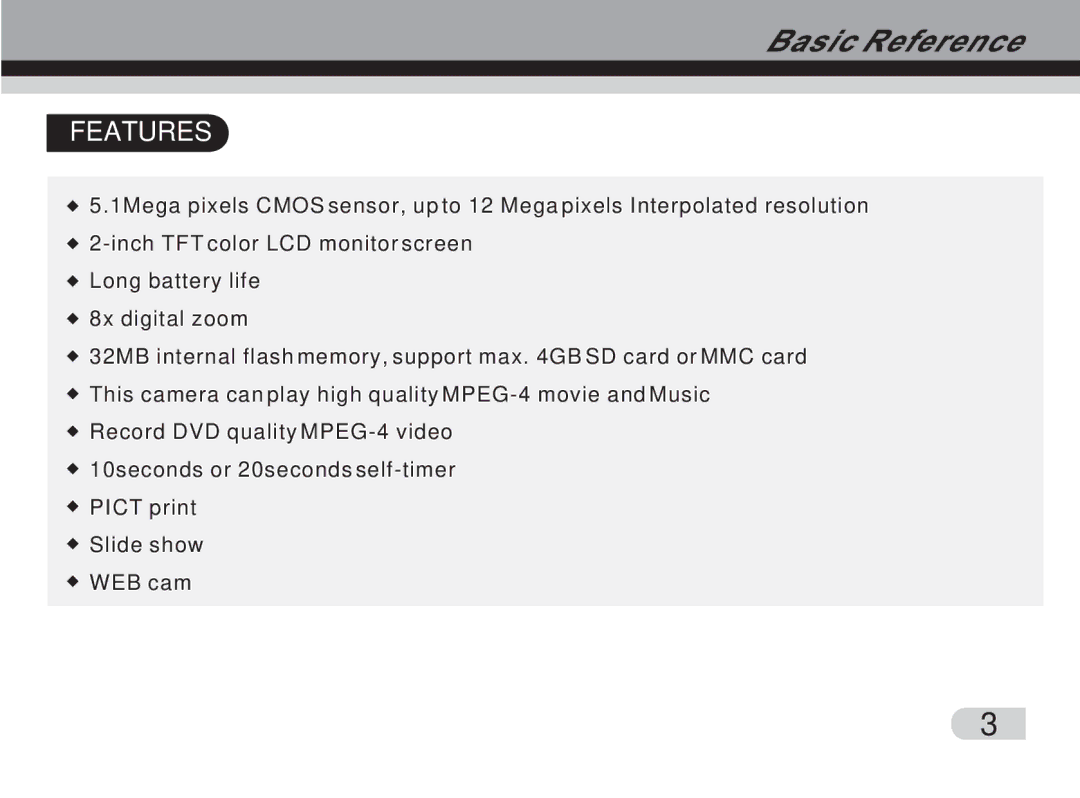 Cobra Digital DVC3300 manual Features 