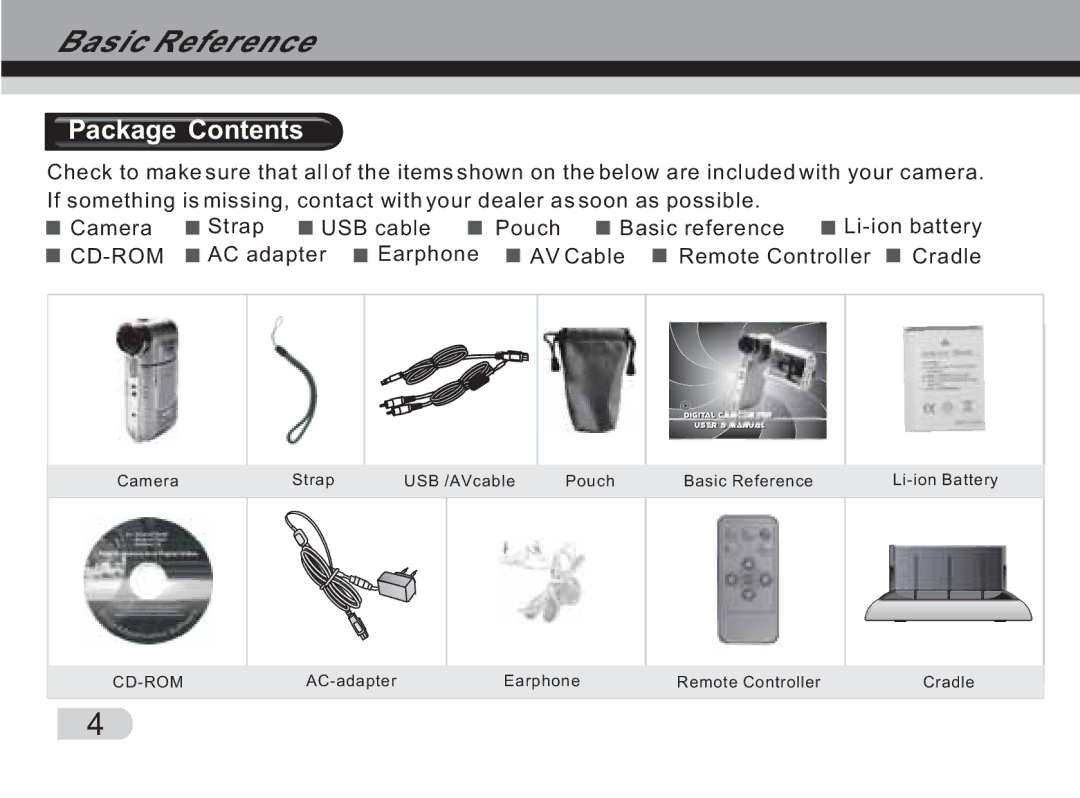 Cobra Digital DVC3300 manual Package Contents 