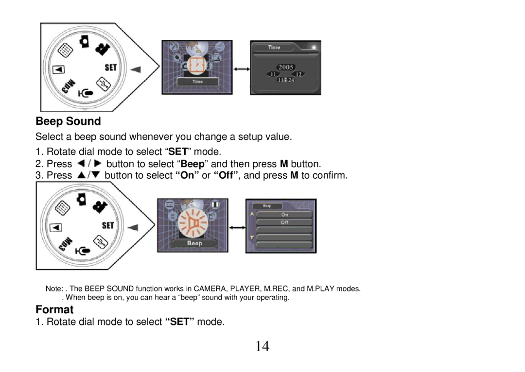 Cobra Digital DVC5200, DV500 manual Beep Sound, Format 