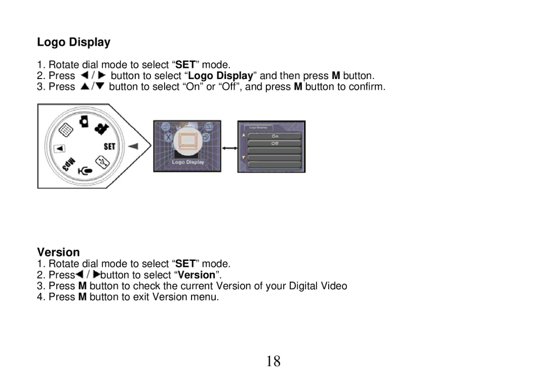 Cobra Digital DVC5200, DV500 manual Logo Display, Version 