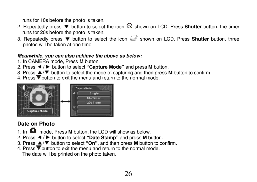 Cobra Digital DVC5200, DV500 manual Date on Photo, Meanwhile, you can also achieve the above as below 