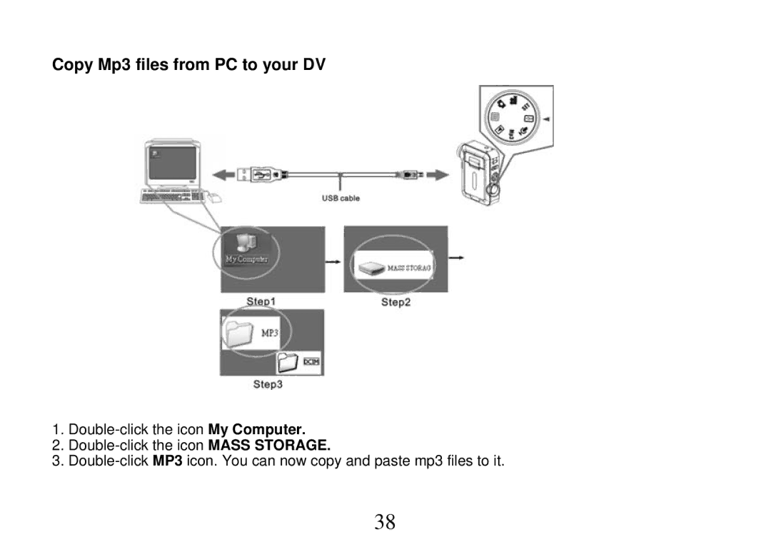 Cobra Digital DVC5200, DV500 manual Copy Mp3 files from PC to your DV 