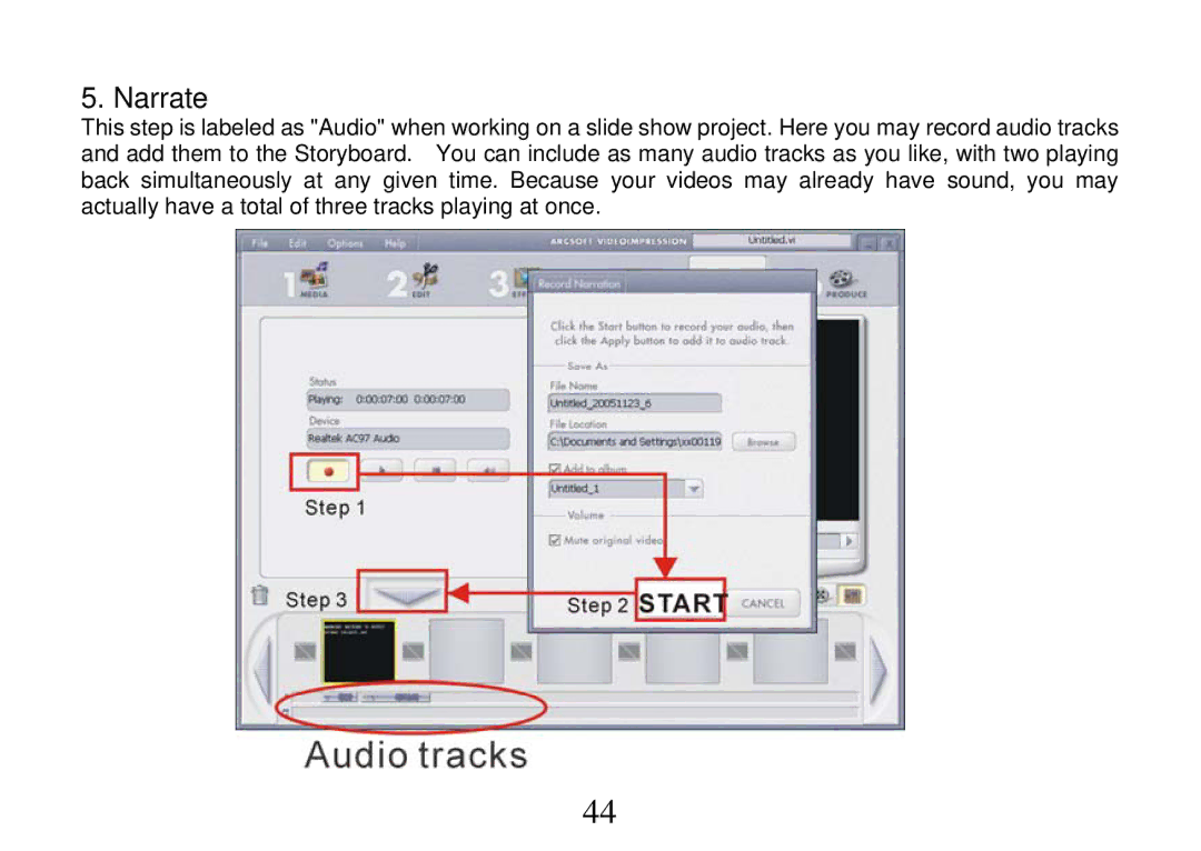 Cobra Digital DVC5200, DV500 manual Narrate 