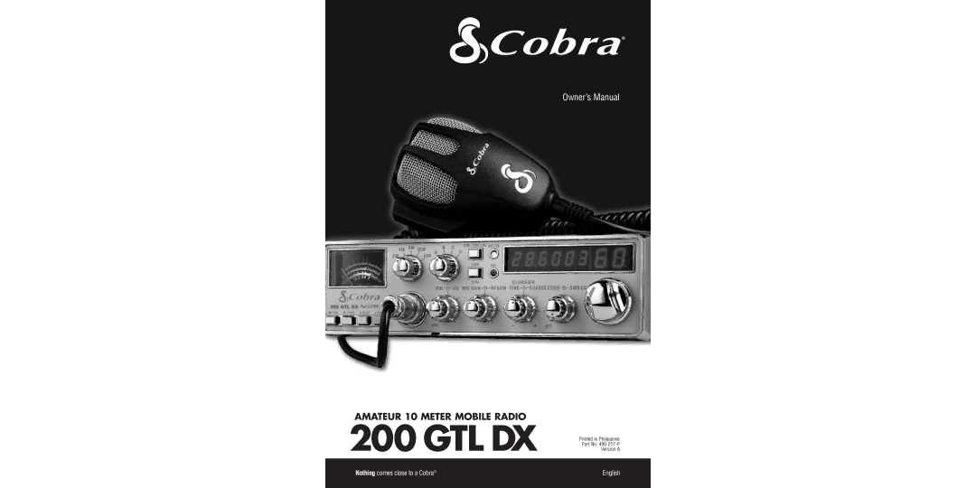 Cobra Electronics 200GTL DX owner manual Gtl Dx 