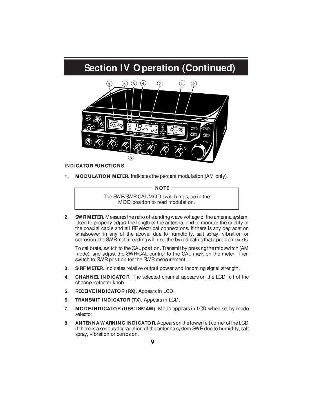 Cobra Electronics 2010 GTL WX operating instructions Indicator Functions, Ant 