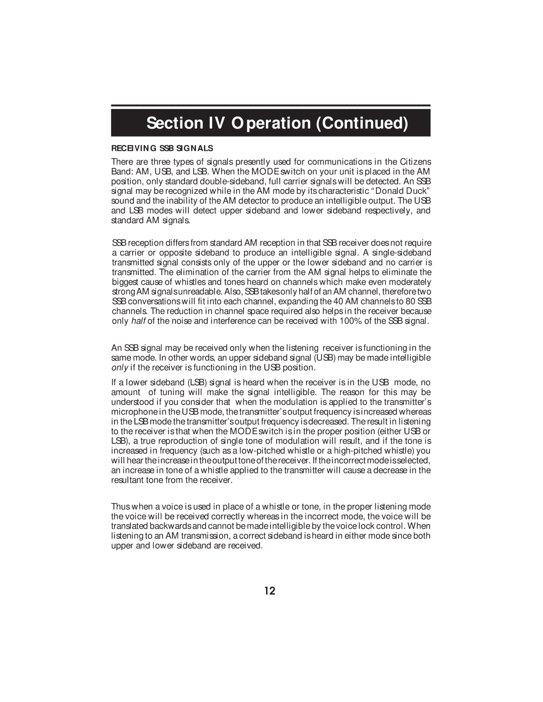 Cobra Electronics 2010 GTL WX operating instructions Receiving SSB Signals 