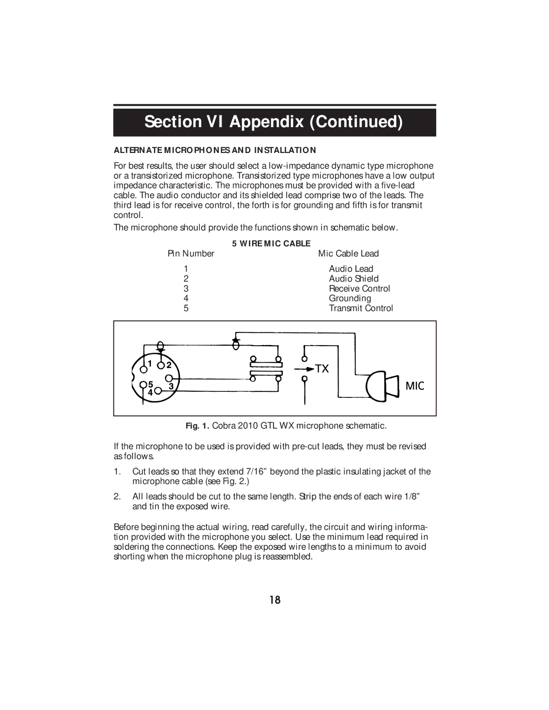 Cobra Electronics 2010 GTL WX operating instructions Alternate Microphones and Installation, Wire MIC Cable 