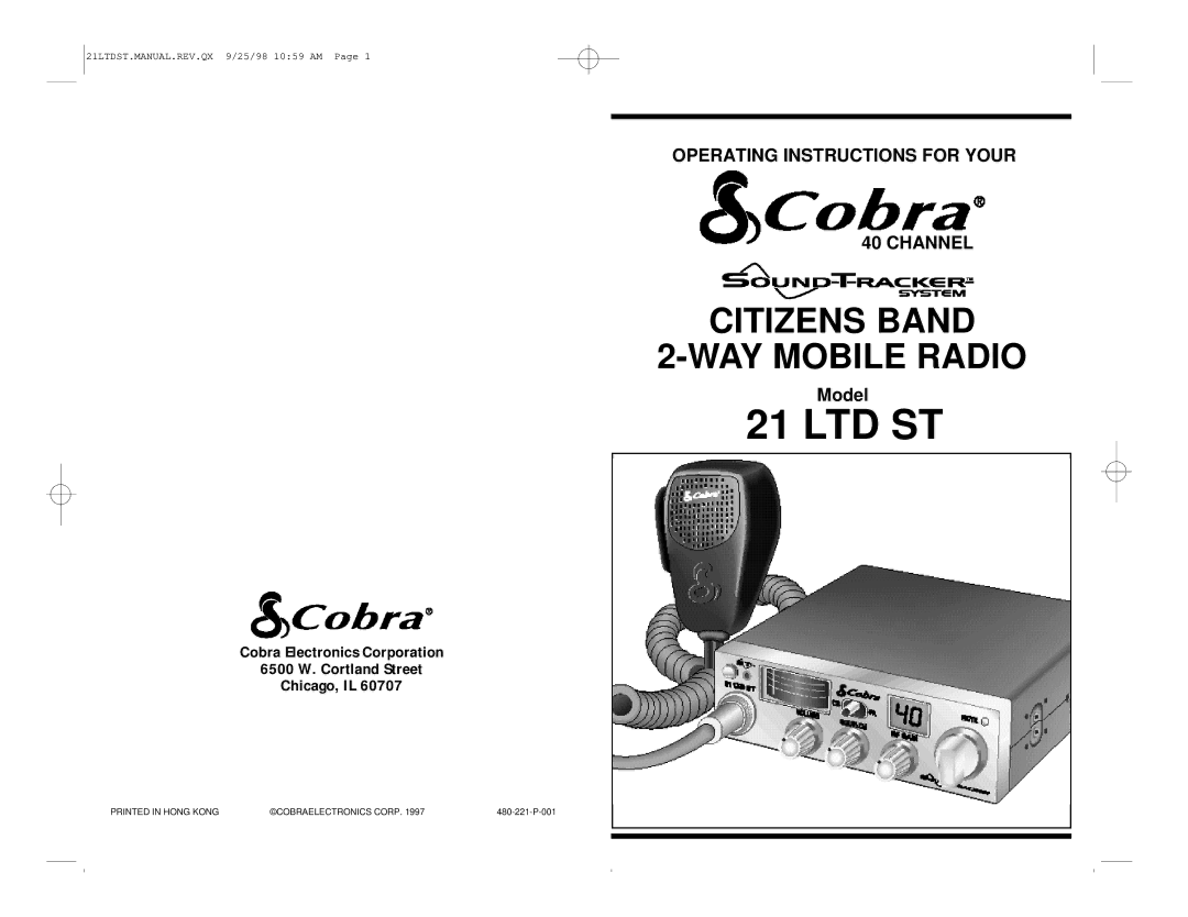 Cobra Electronics 21 LTD operating instructions Citizens Band WAY Mobile Radio 