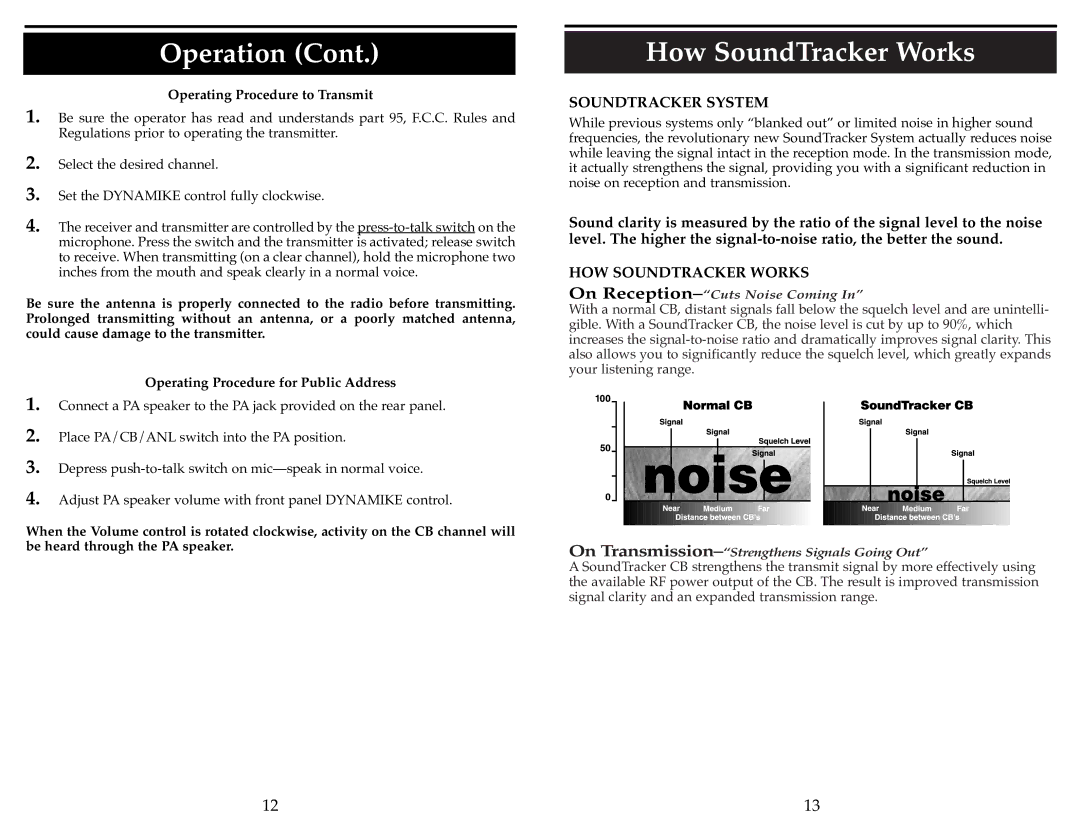 Cobra Electronics 25 LTD ST operating instructions How SoundTracker Works, Operating Procedure to Transmit 