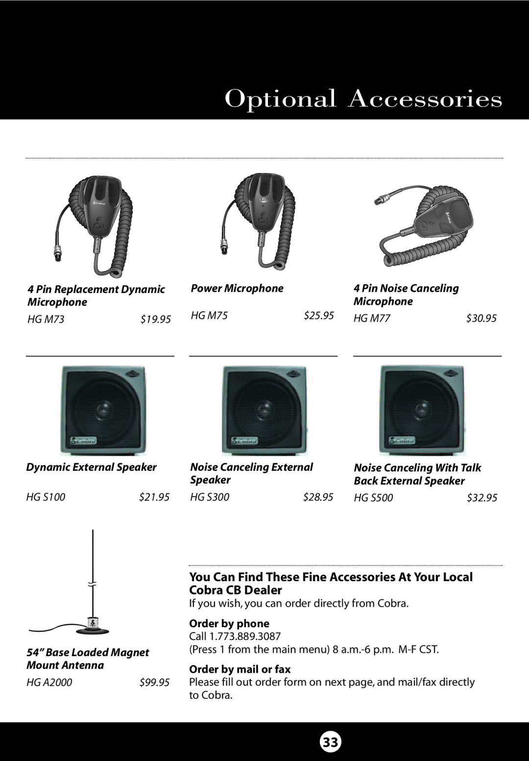 Cobra Electronics 25 NW specifications Power Microphone 