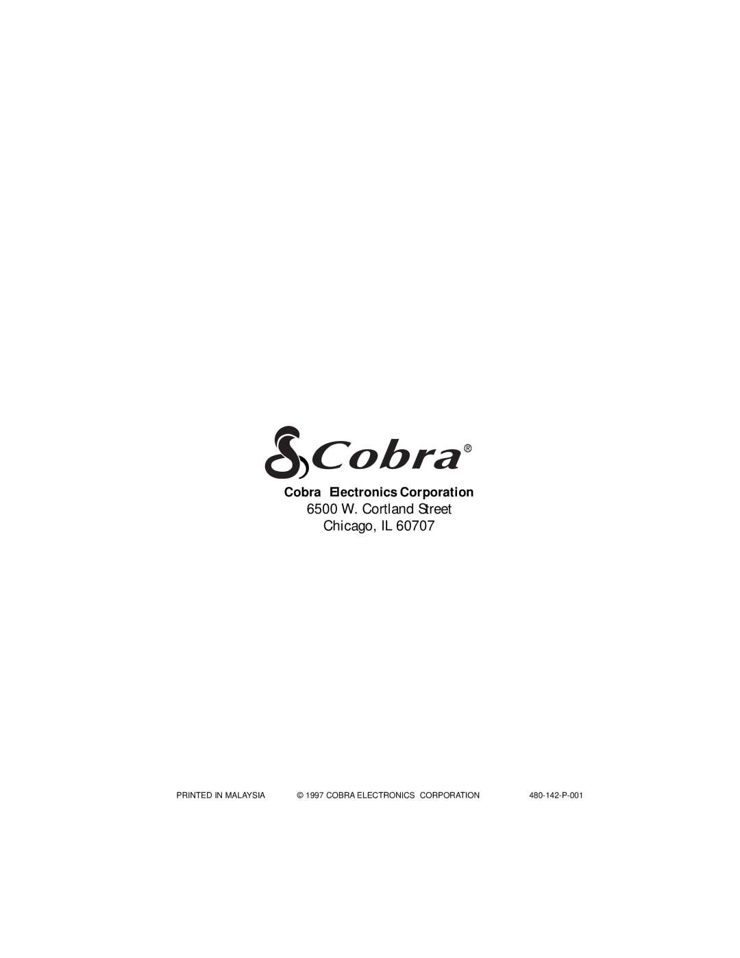 Cobra Electronics 2500 operating instructions Cobra Electronics Corporation 