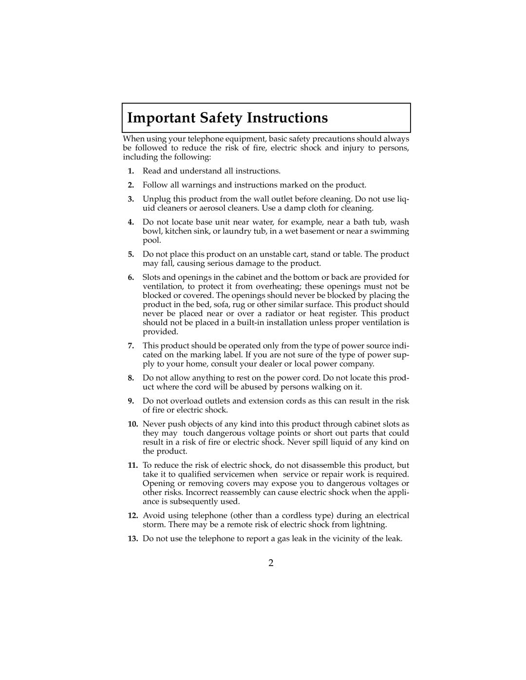 Cobra Electronics 2500 operating instructions Important Safety Instructions 