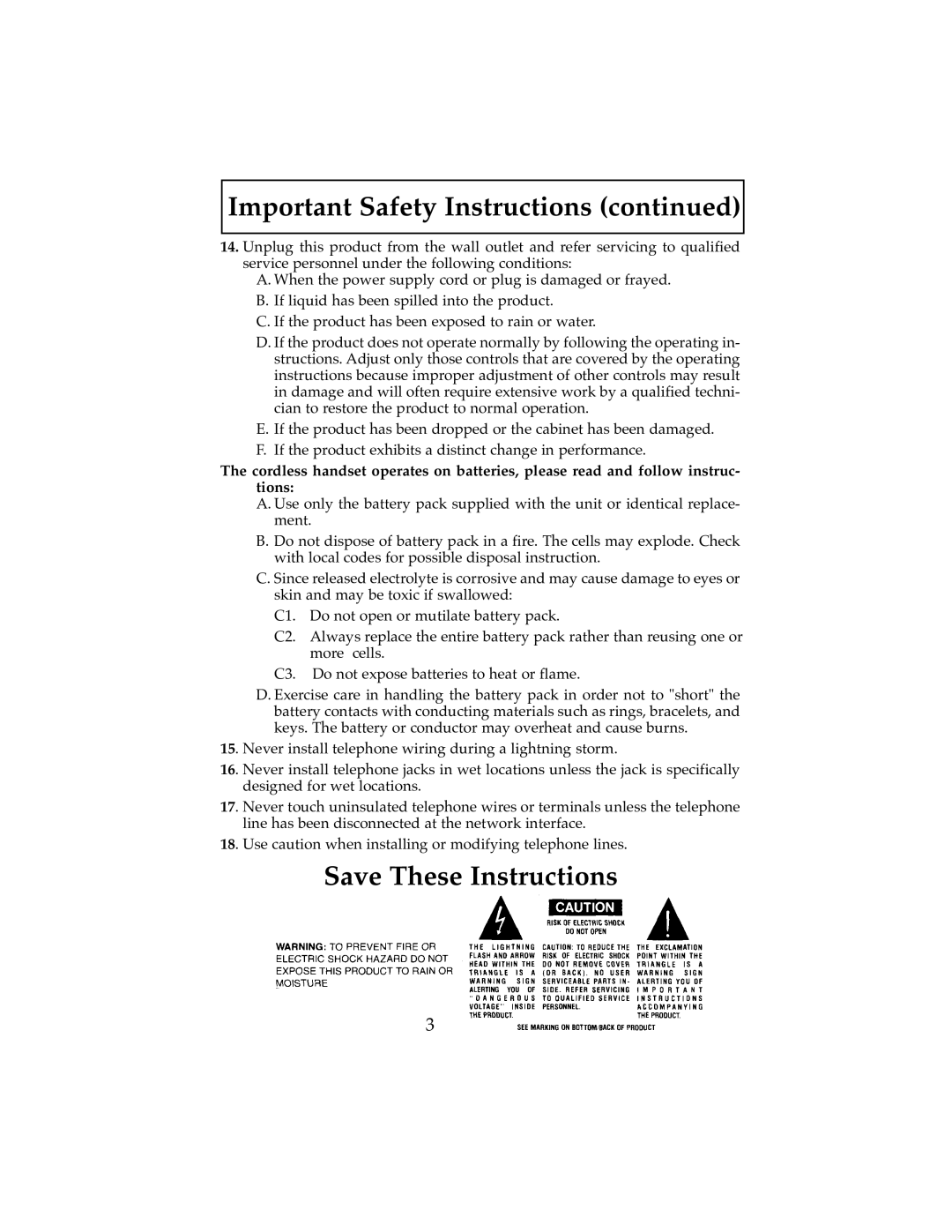 Cobra Electronics 2500 operating instructions Important Safety Instructions 