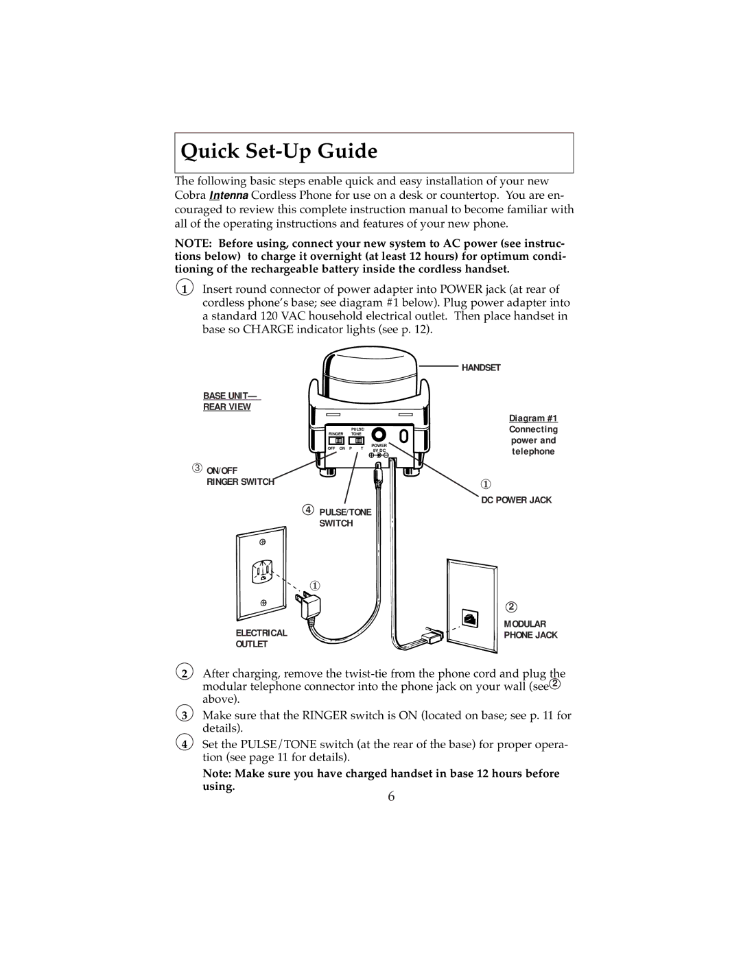 Cobra Electronics 2500 operating instructions Quick Set-Up Guide 