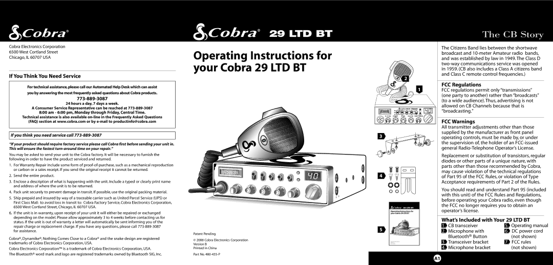 Cobra Electronics 29 LTD BT operating instructions CB Story, If You Think YouNeed Service, FCC Regulations, FCC Warnings 