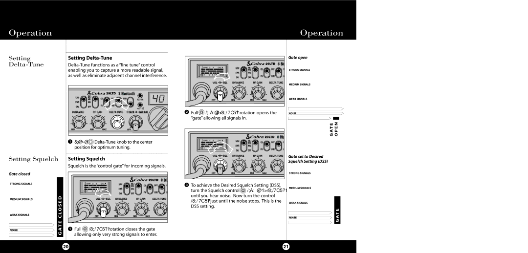 Cobra Electronics 29 LTD BT operating instructions Setting Delta-Tune Setting Squelch 