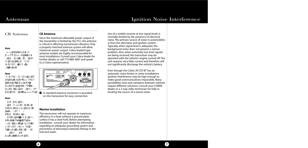 Cobra Electronics 29 LTD BT operating instructions Antennas Ignition Noise Interference, CB Antenna, Marine Installation 