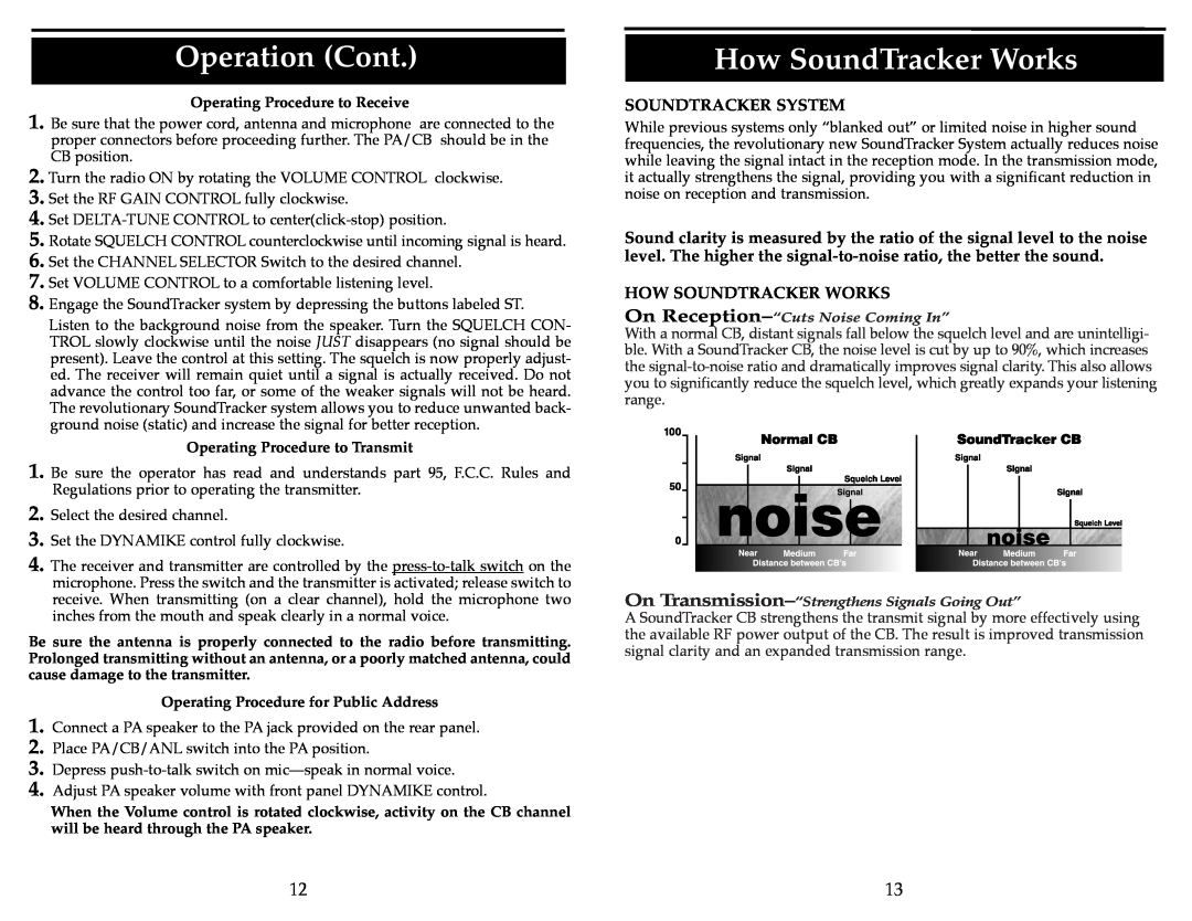 Cobra Electronics 29 LTD ST How SoundTracker Works, Operation Cont, Soundtracker System, How Soundtracker Works 