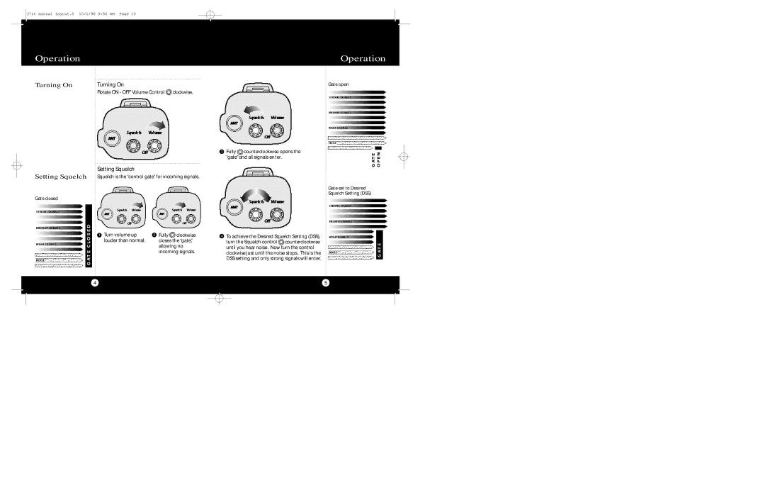Cobra Electronics 37 ST operating instructions Setting Squelch, Fully counterclockwise opens the gateand all signals enter 