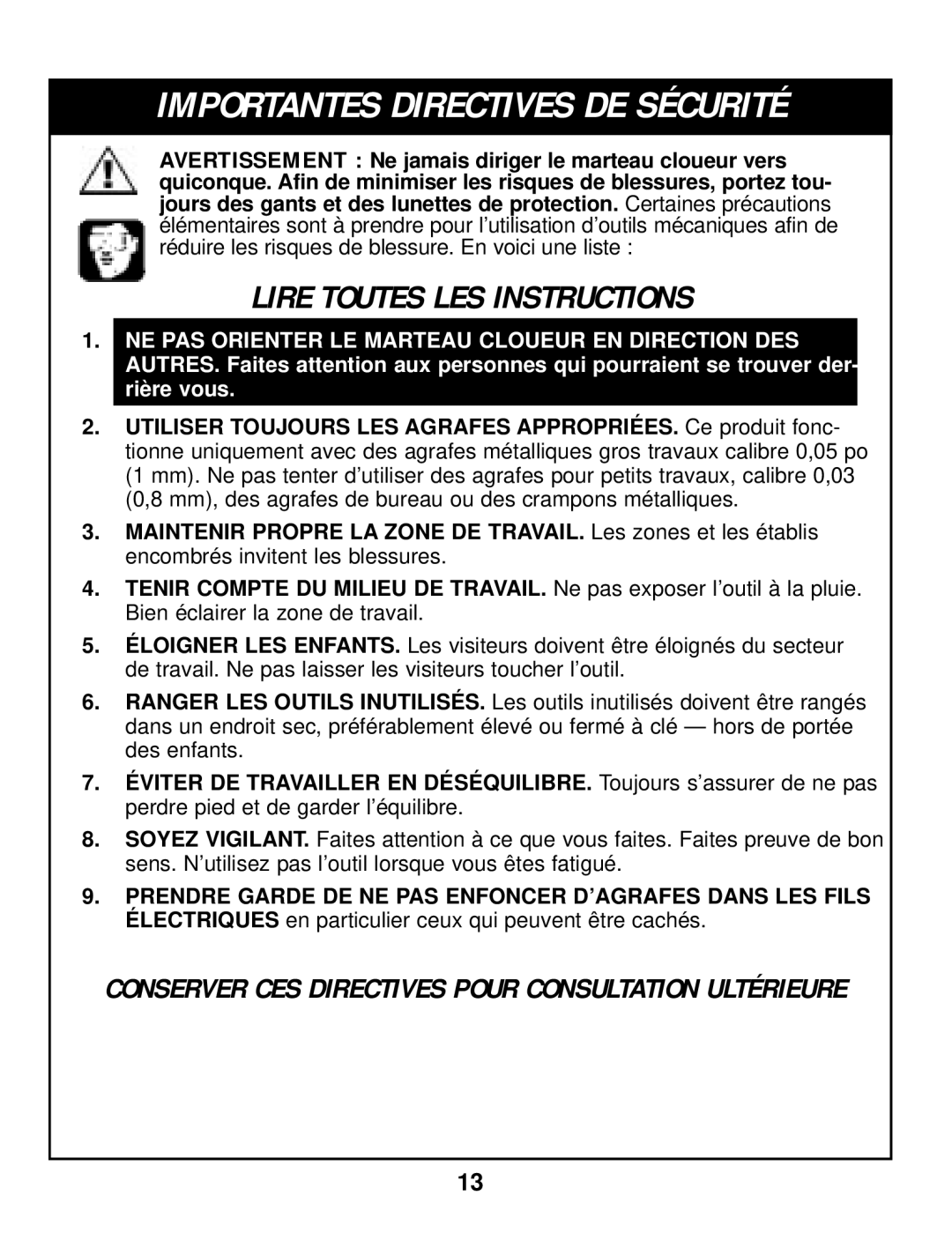 Cobra Electronics 6000 6100 6200 instruction manual Importantes Directives DE Sécurité 