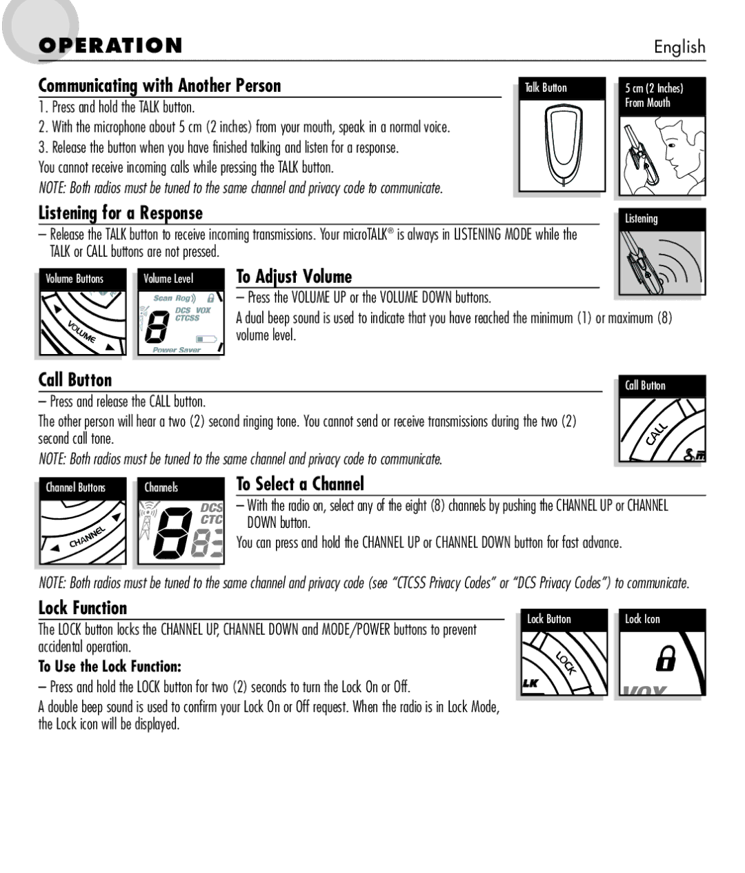 Cobra Electronics 650 manual Listening for a Response, To Adjust Volume, Call Button, Lock Function 