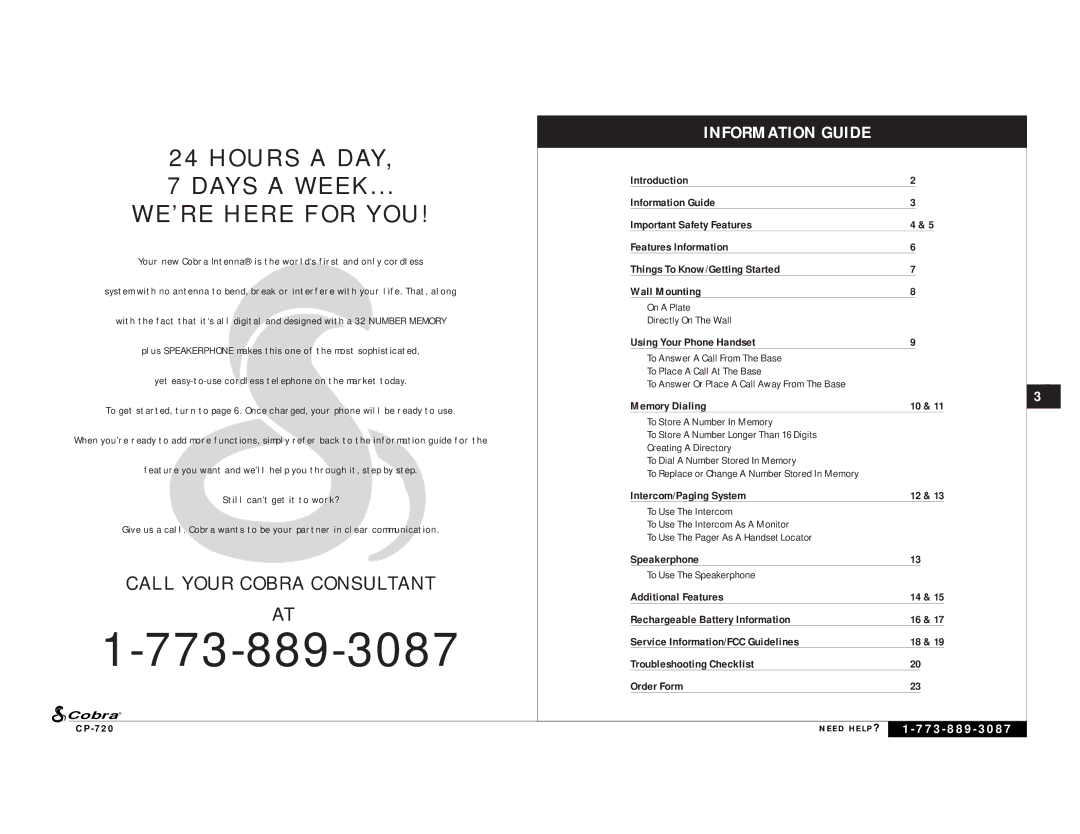 Cobra Electronics C P - 7 2 0 owner manual On a Plate Directly On The Wall, To Use The Speakerphone 