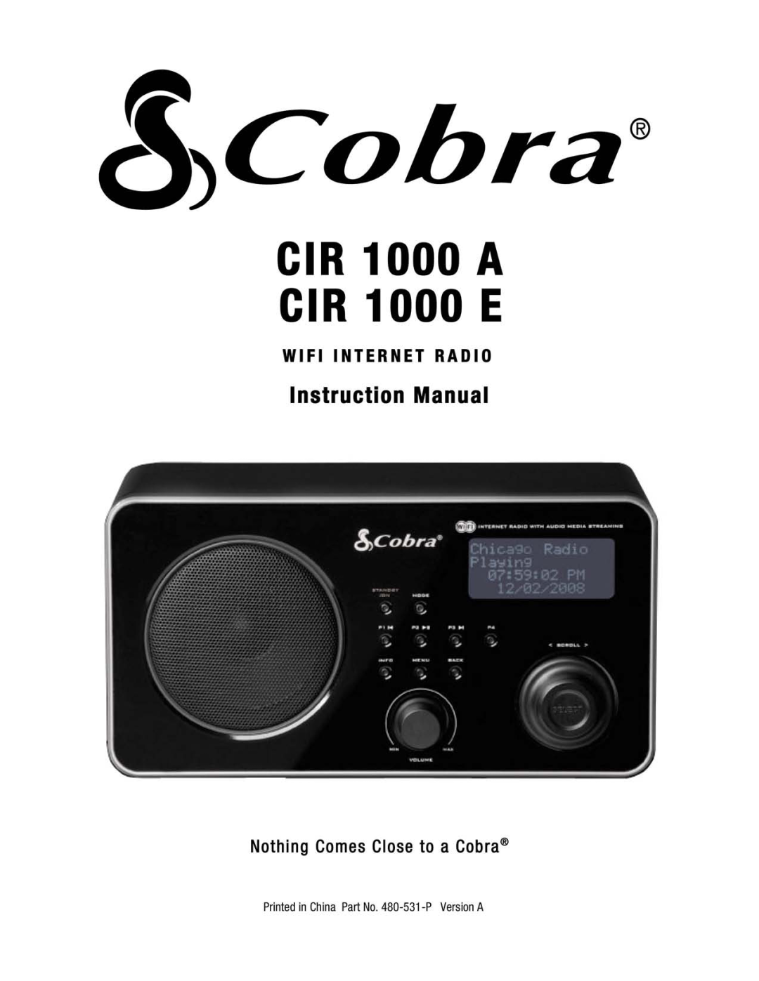 Cobra Electronics CIR 1000 A, CIR 1000 E manual 