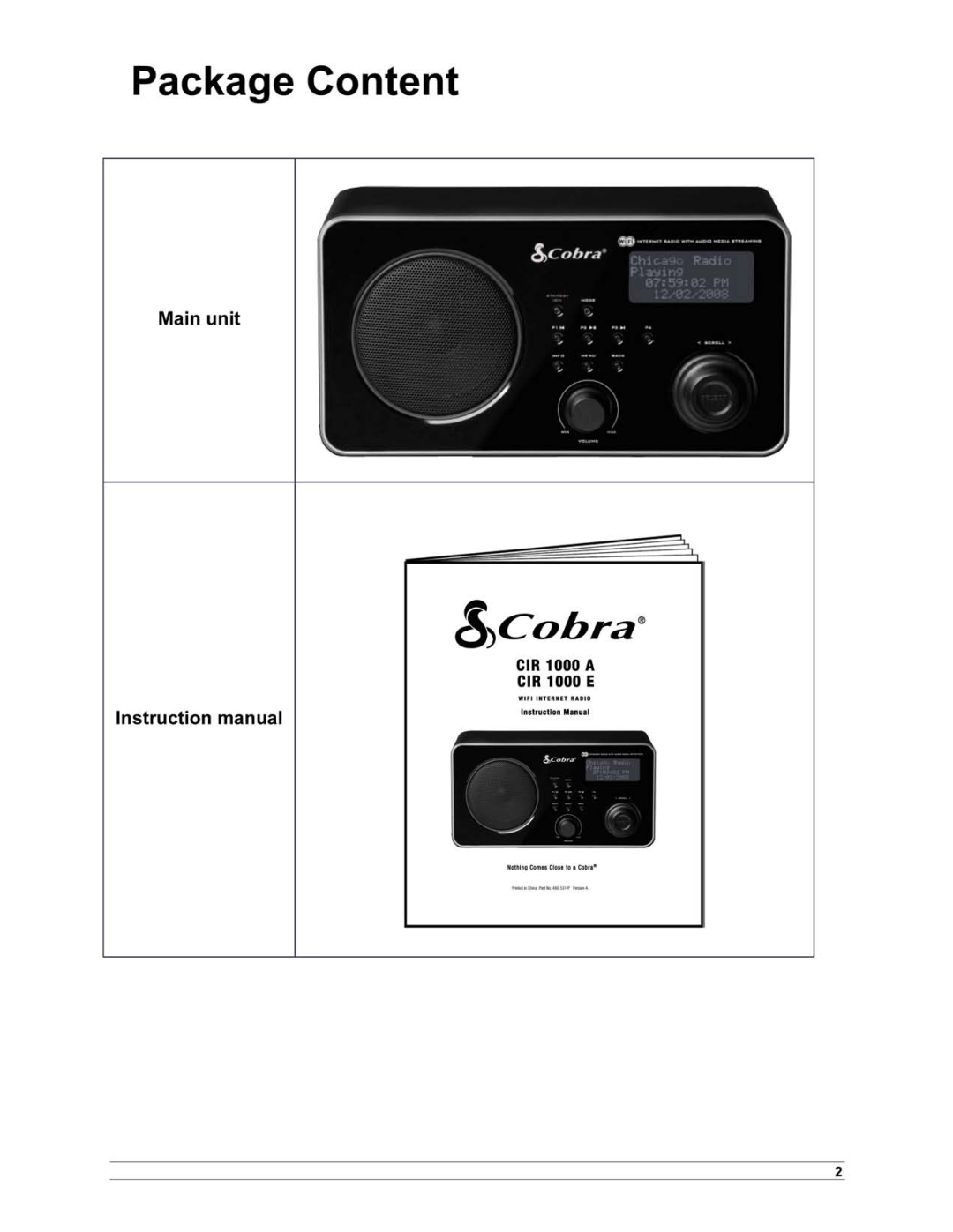 Cobra Electronics CIR 1000 A, CIR 1000 E manual 