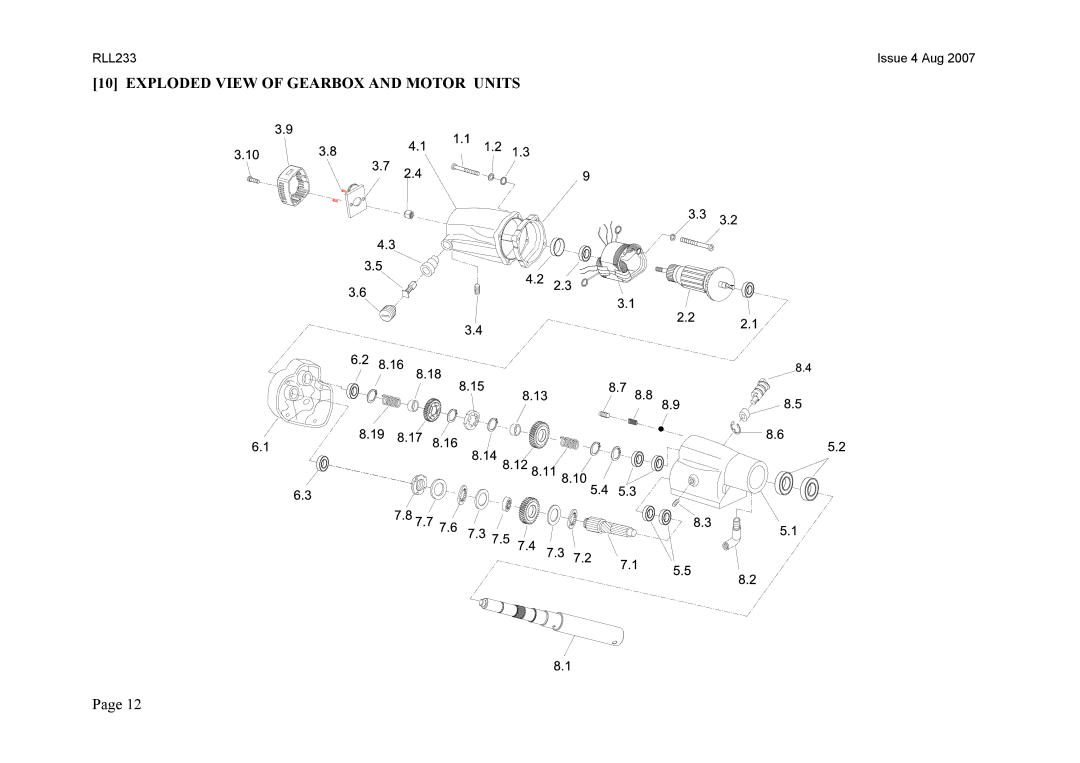 Cobra Electronics CM/200/1, CM/200/3 manual Exploded View of Gearbox and Motor Units 