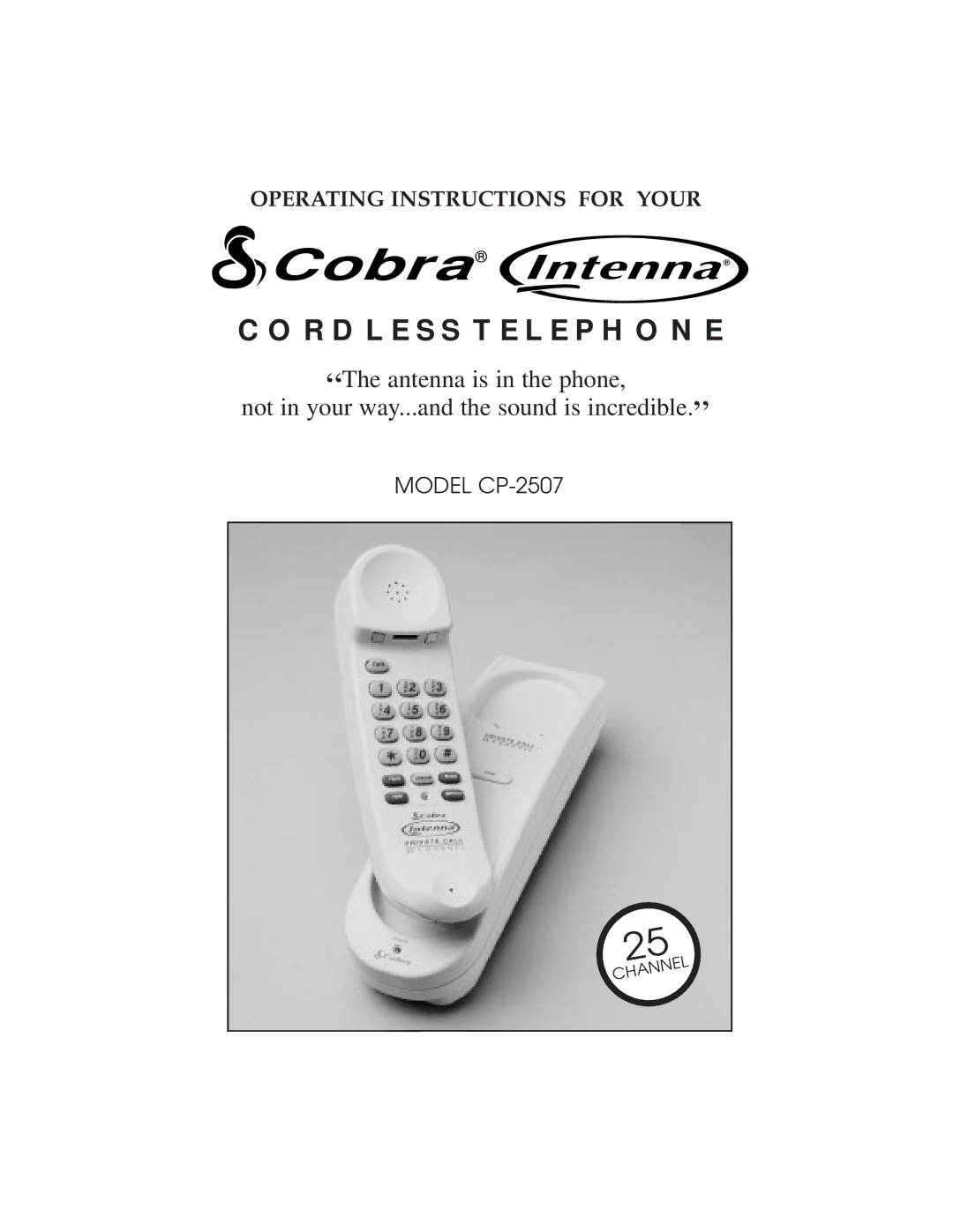 Cobra Electronics CP-2507 operating instructions Cobra 